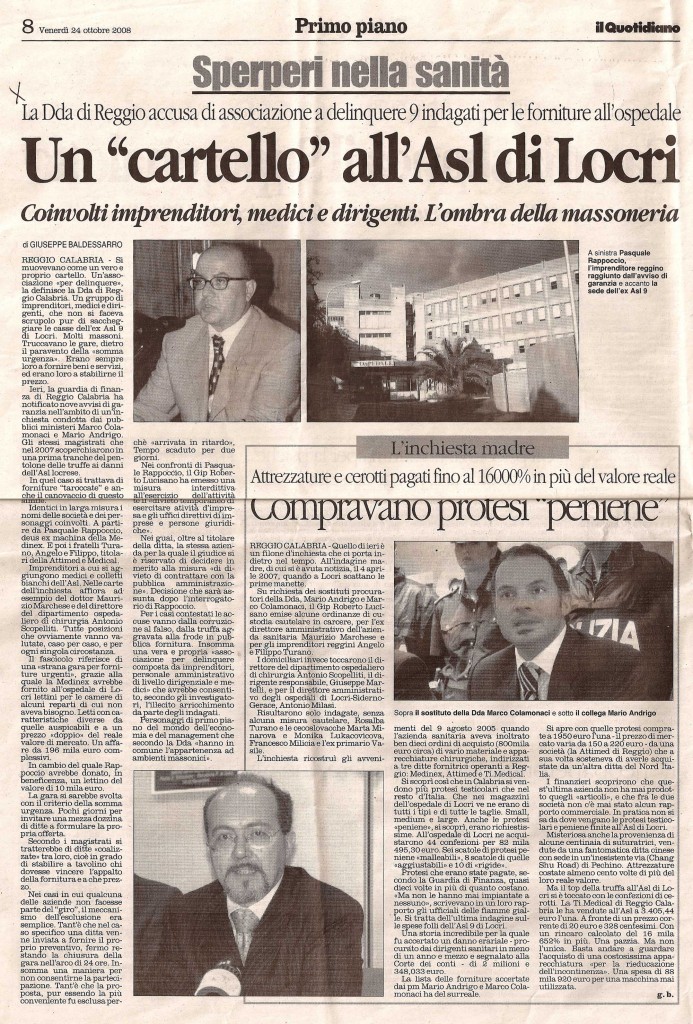 Un “Cartello” all’Asl di Locri