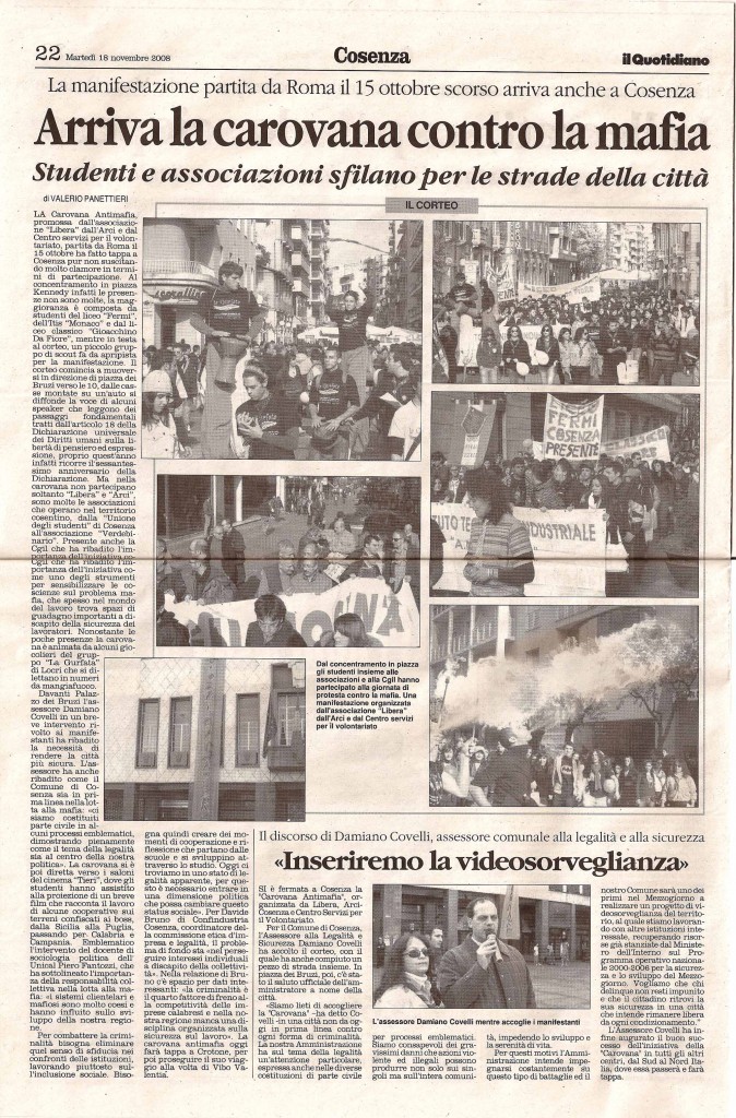 Arriva la carovana contro la mafia