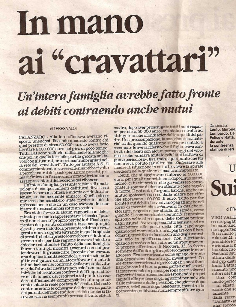 In mano ai “cravattari”