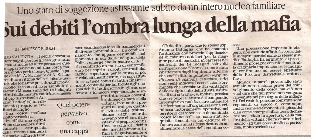 Sui debiti l’ombra lunga della mafia