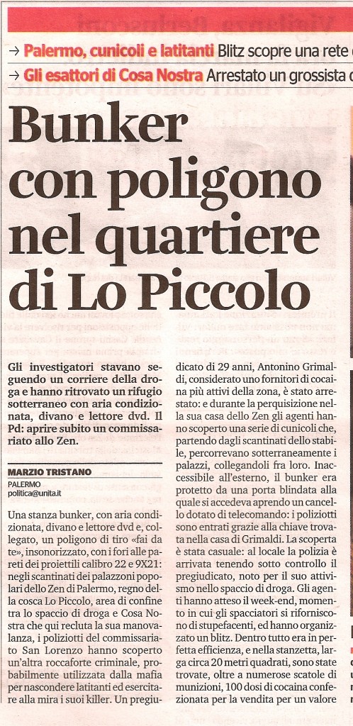 Bunker con poligono nel quartiere di Lo Piccolo