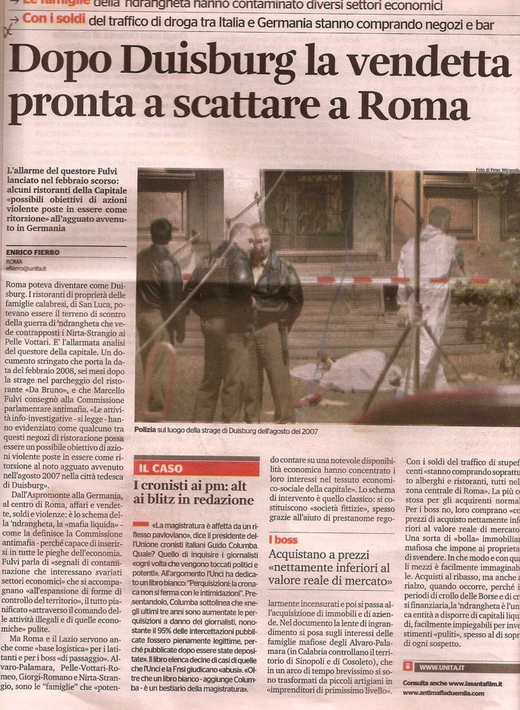 Dopo Duisburg la vendetta pronta a scattare a Roma