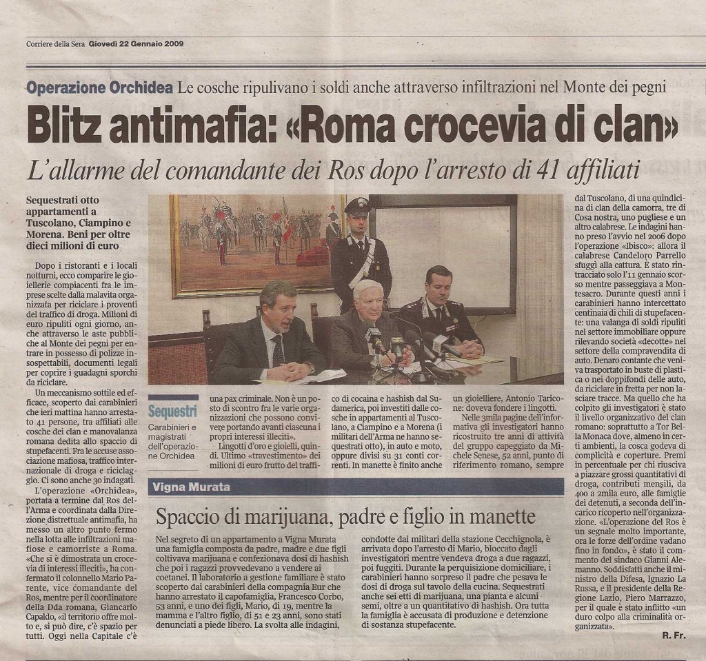 Blitz antimafia “Roma crocevia dei clan”