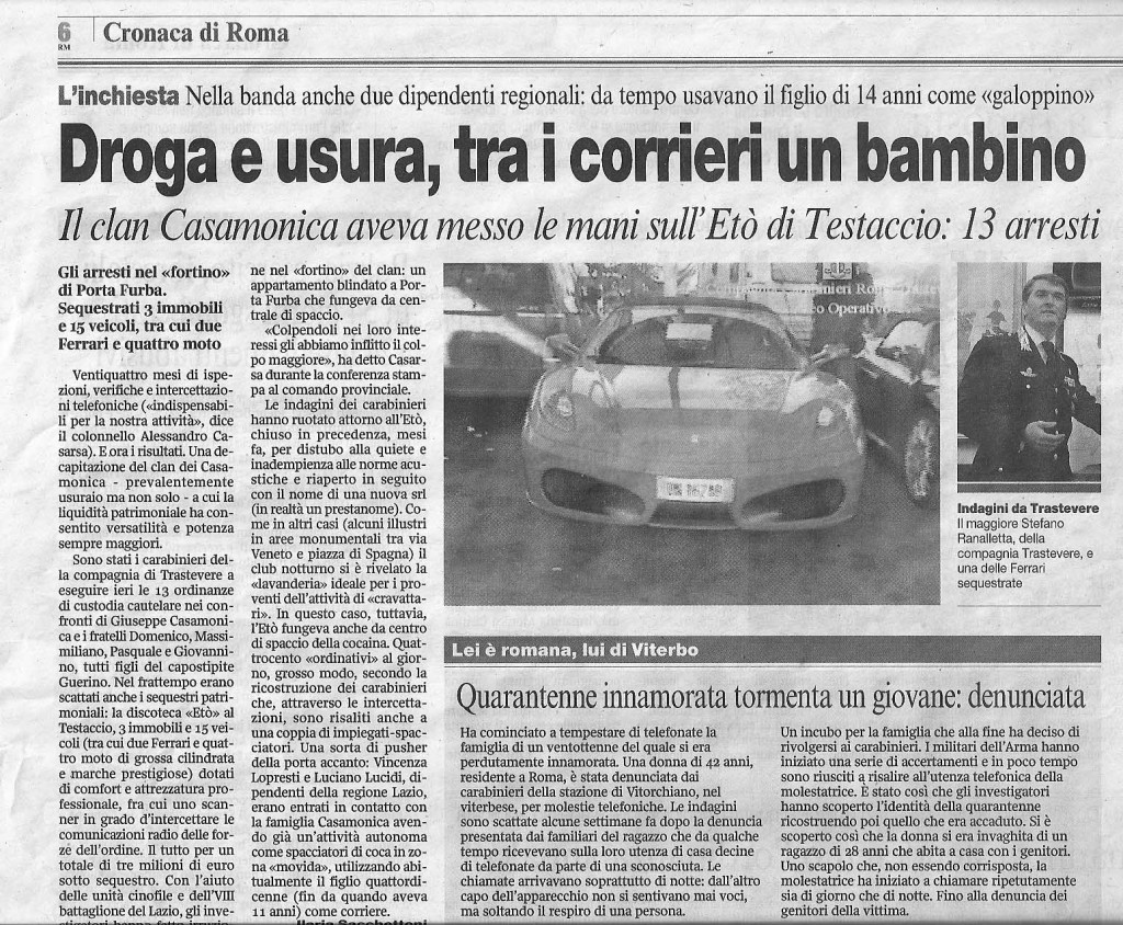 Droga e usura, tra i corrieri un bambino