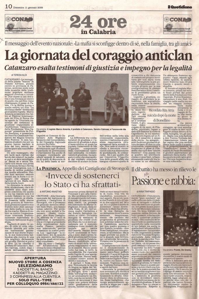 La giornata del coraggio anticlan