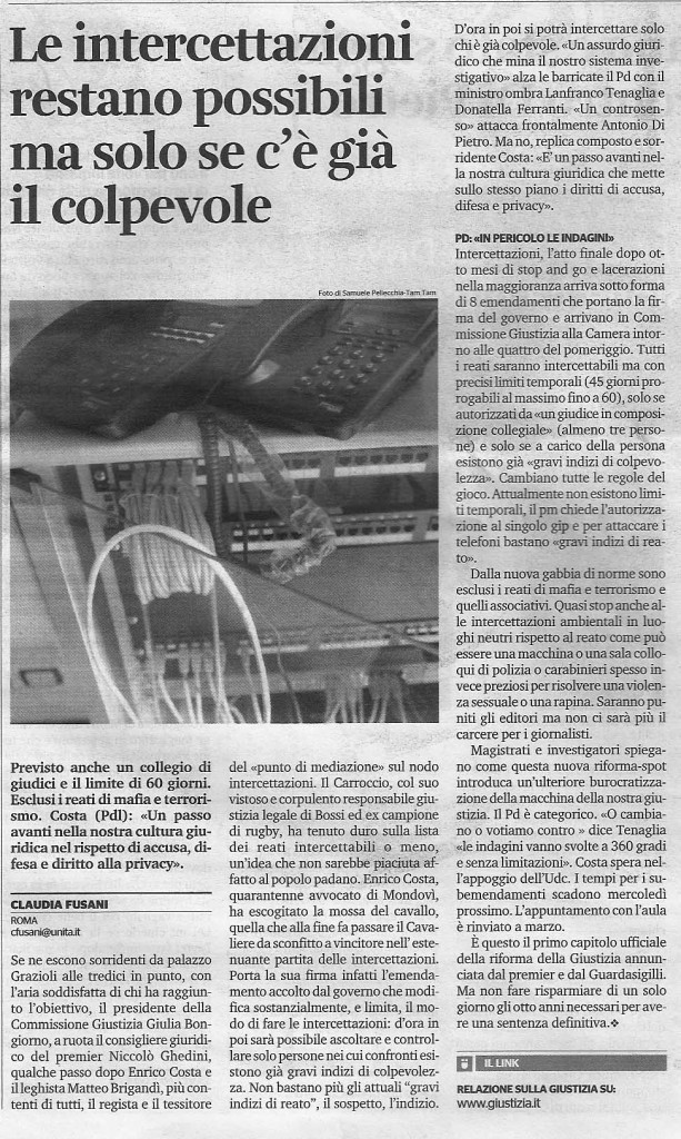 Le intercettazioni restano possibili ma solo se c’è già il colpevole