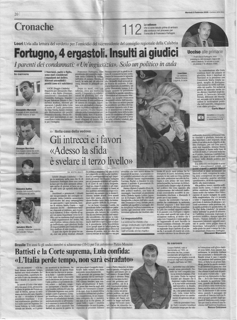 Fortugno, 4 ergastoli. Insulti ai giudici