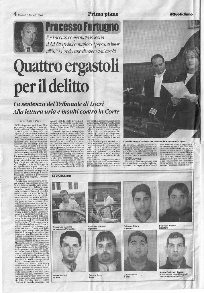 Quattro ergastoli per il delitto