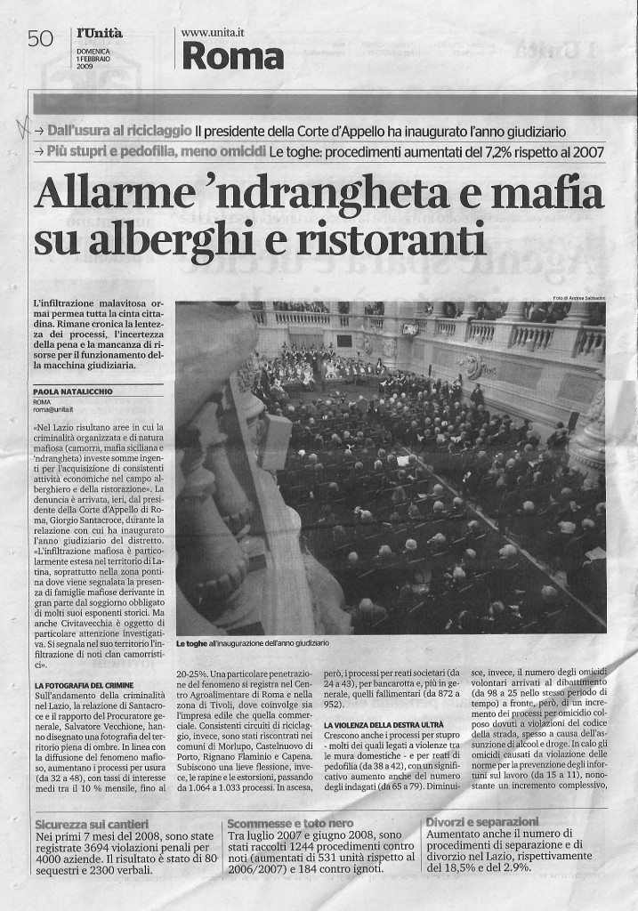 Allarme ‘ndrangheta e mafia su alberghi e ristoranti