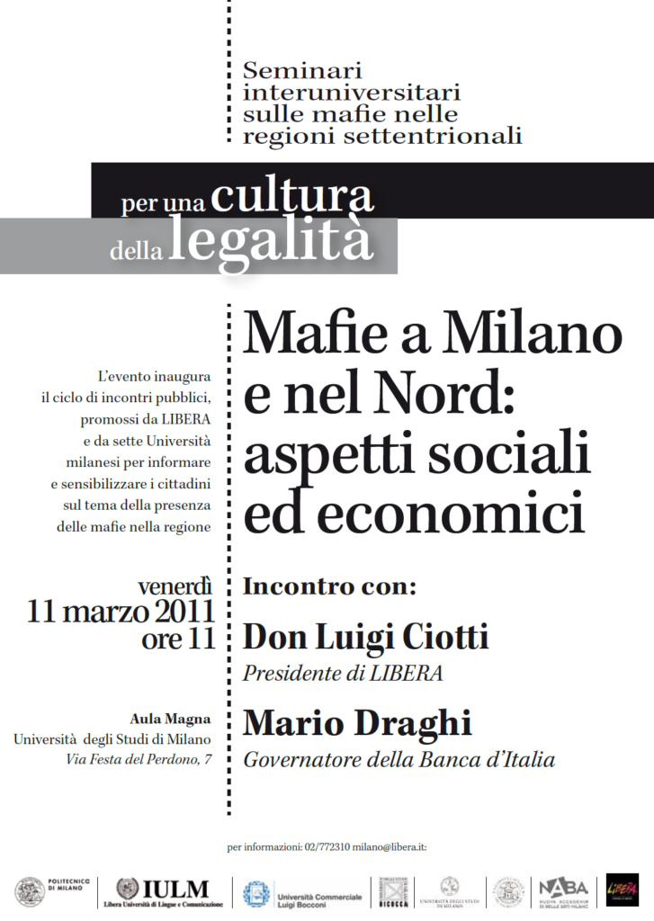 Mafie a Milano e nel Nord: incontro fra Don Ciotti e Mario Draghi