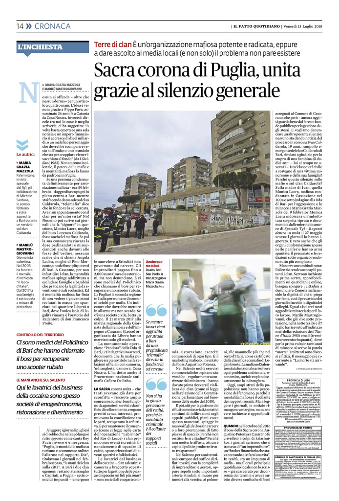 Sacra Corona di Puglia, unita grazie al silenzio generale