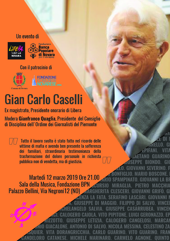 Novara 12 marzo, incontro con Gian Carlo Caselli