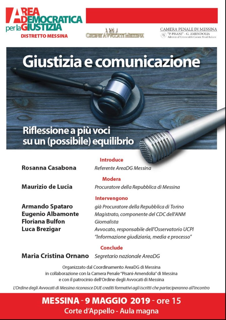 Messina, 9 maggio: “Giustizia e Comunicazione”