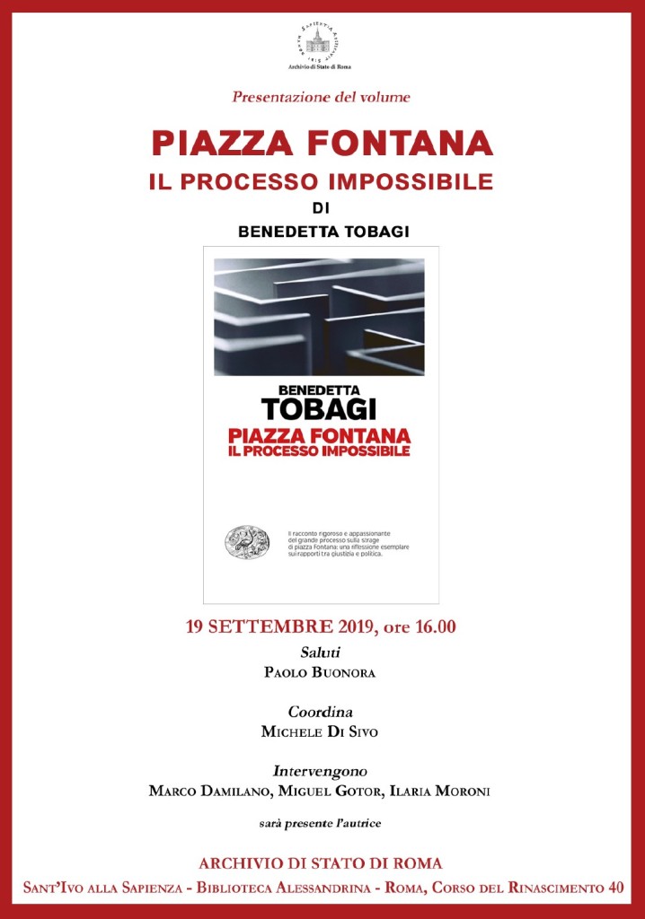 Roma 19 settembre, “Piazza Fontana”