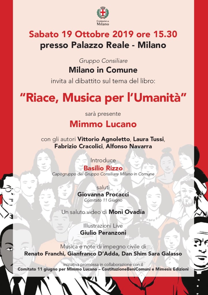 Milano 19 ottobre, “Riace, Musica per l’Umanità”