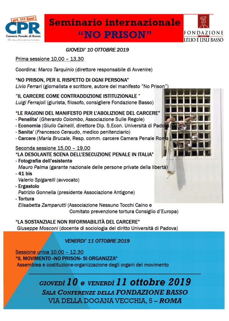 Roma 10 ottobre, “No prison”