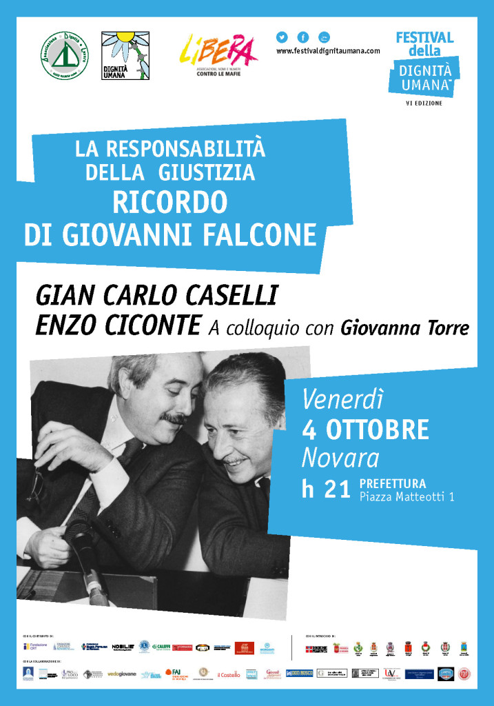 Novara 4 ottobre, “Responsabilità della giustizia: ricordo di Giovanni Falcone”