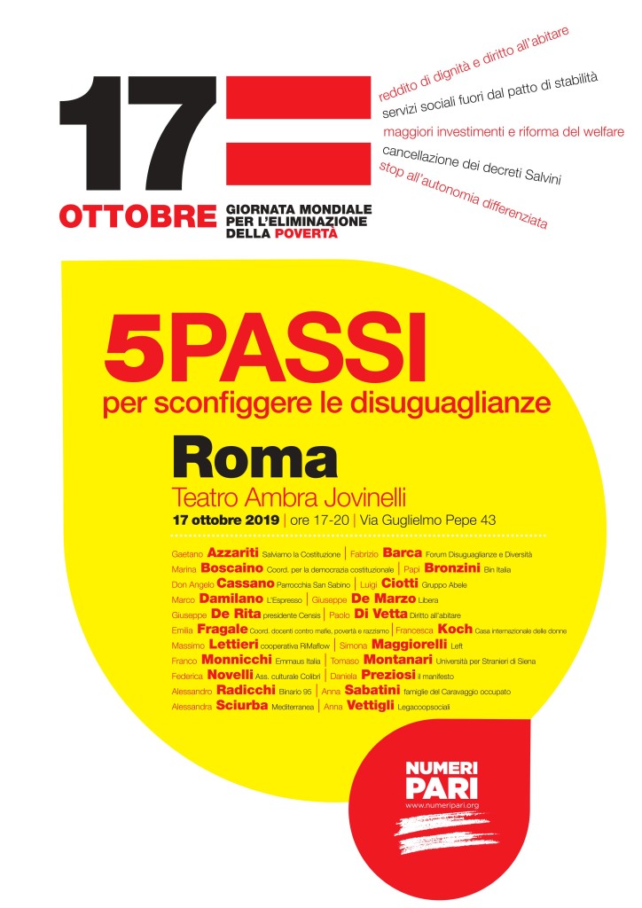 Roma 17 ottobre, 5 passi per sconfiggere le disuguaglianze