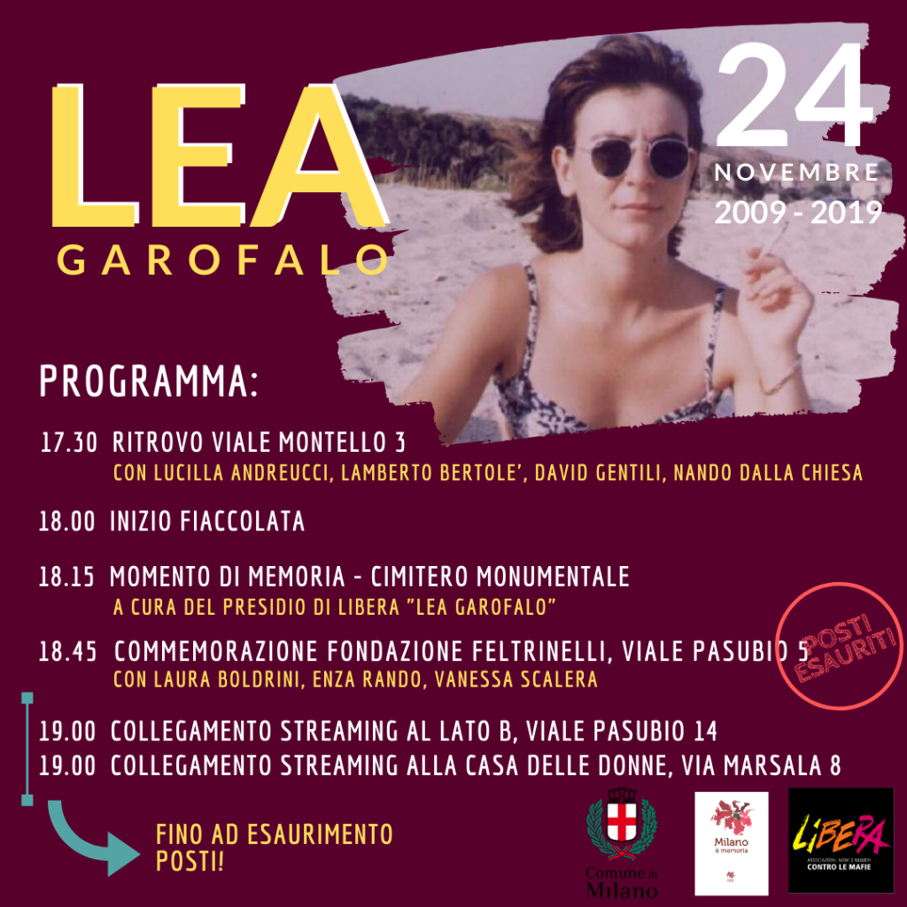 Lea una donna libera, Milano 24 novembre 2009/2019