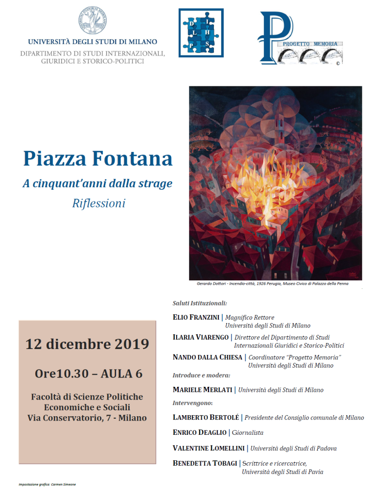 Milano 12 dicembre, “Piazza Fontana. A cinquant’anni dalla strage”