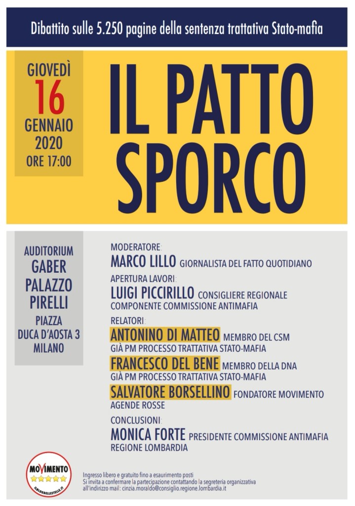 Milano 16 gennaio, “Il patto sporco”