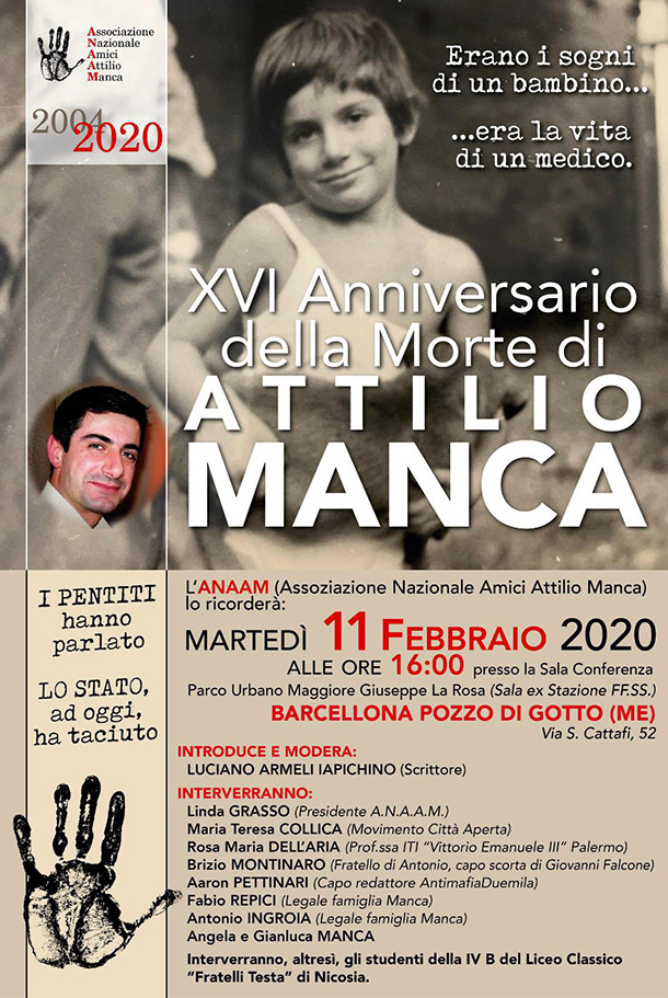 XVI Anniversario della morte di Attilio Manca