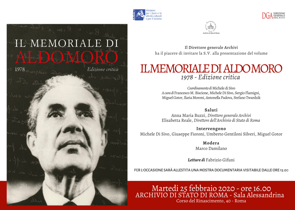 Roma 25 febbraio, “Il memoriale di Aldo Moro”