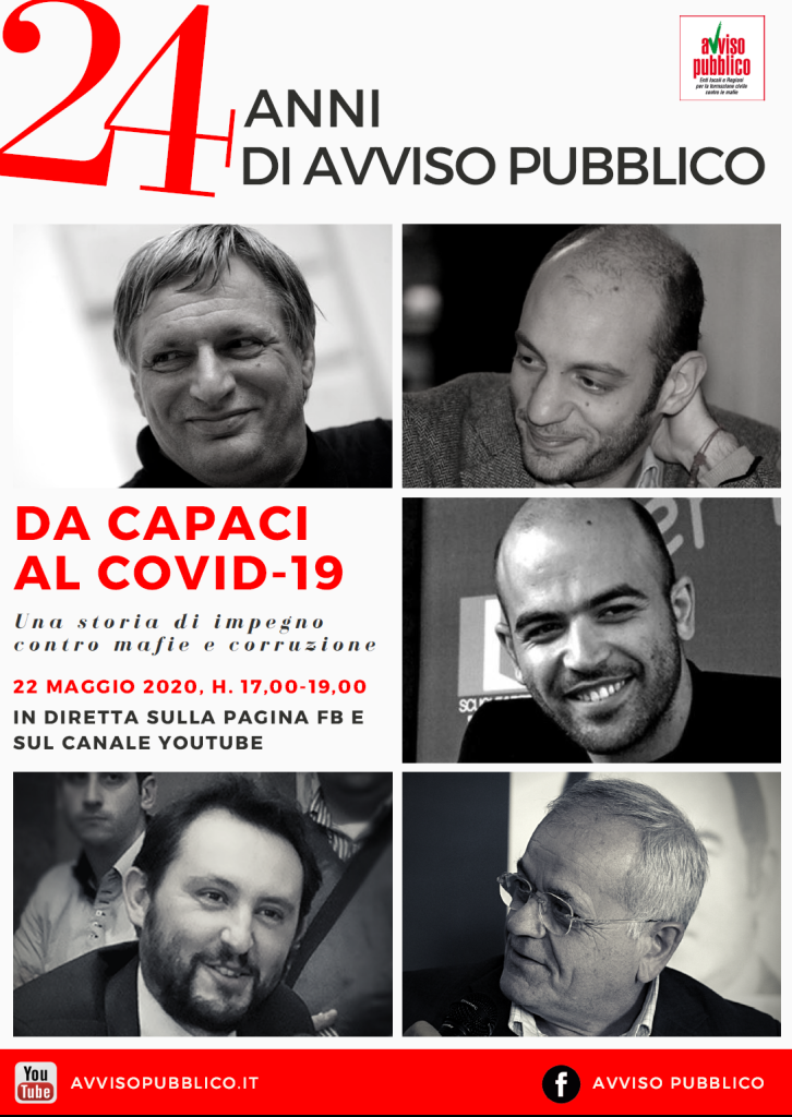 I 24 anni di Avviso Pubblico, evento on line il 22/5
