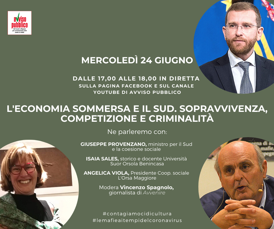 Mercoledì 24/6: “L’economia sommersa e il sud” con Provenzano e Sales