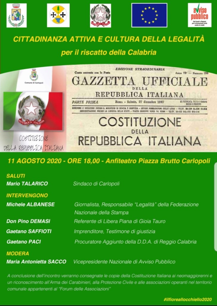 Cittadinanza attiva e cultura della legalità per il riscatto della Calabria