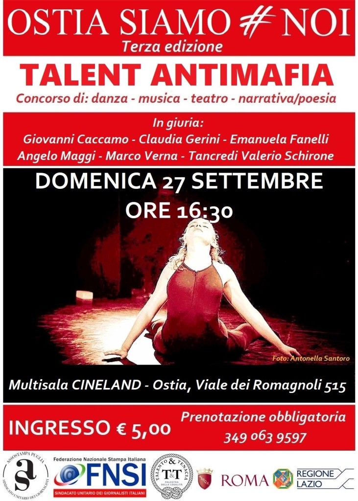 Domenica 27/9 a Ostia la finale del Talent Antimafia #NOI