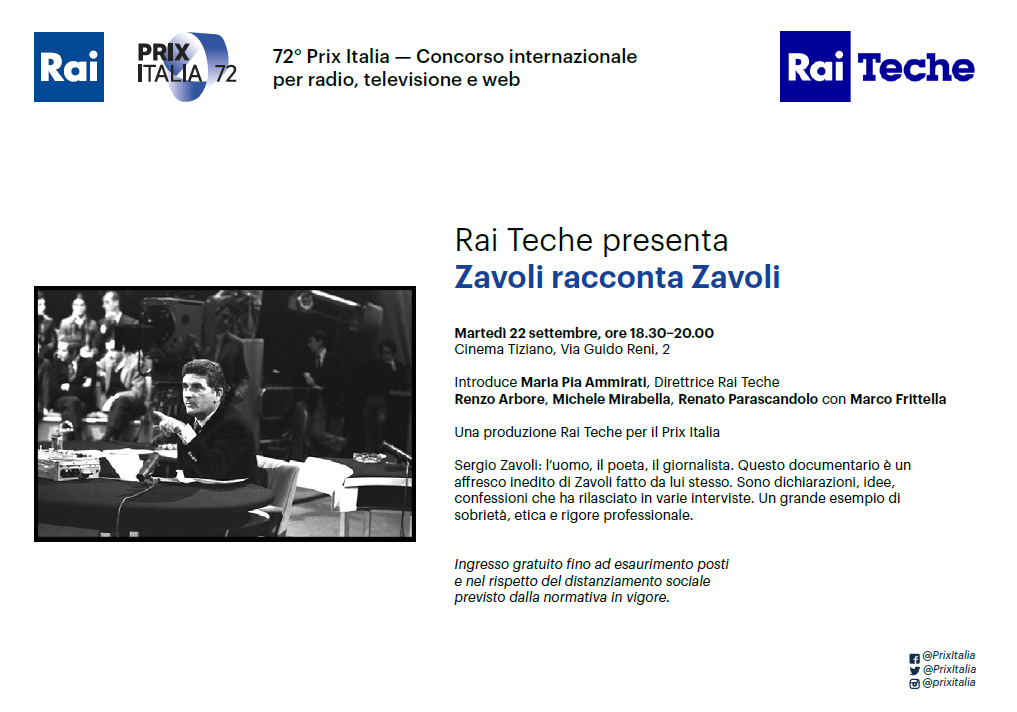 Martedì 22/9, Rai Teche presenta Zavoli racconta Zavoli