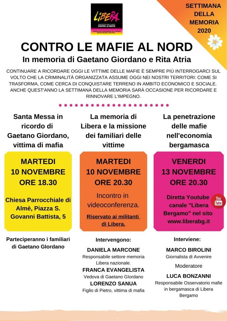 “Settimana della Memoria” in ricordo di Gaetano Giordano e Rita Atria