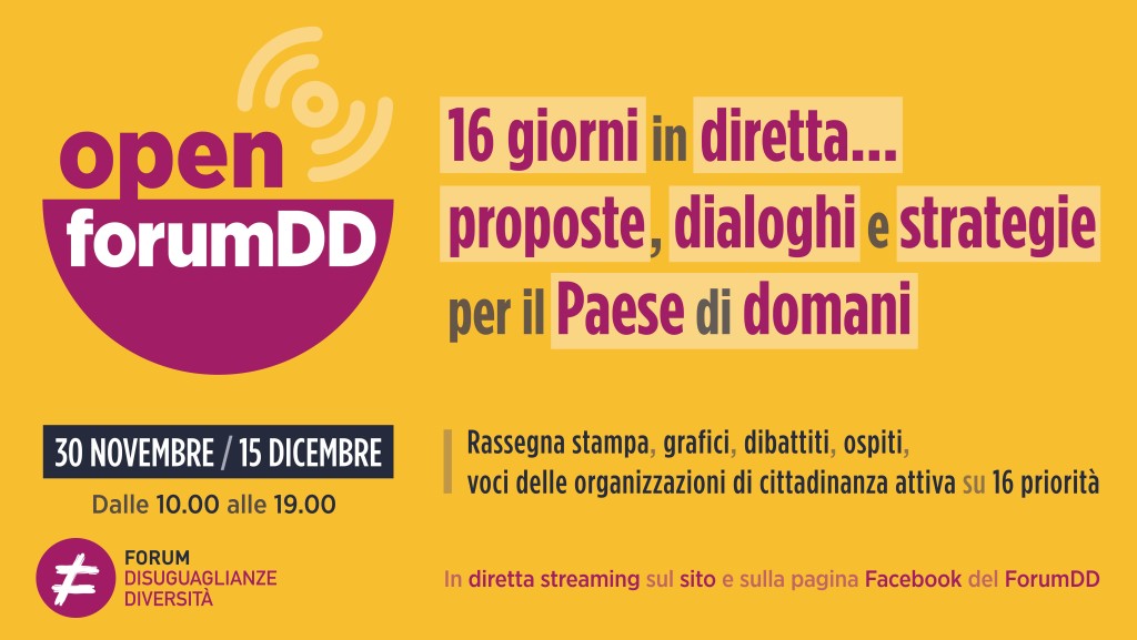 OpenForumDD, dal 30 novembre al 16 dicembre “per il Paese di domani”