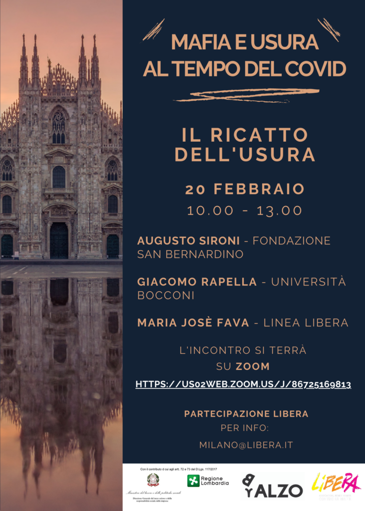 Il ricatto dell’usura, webinar sabato 20/02