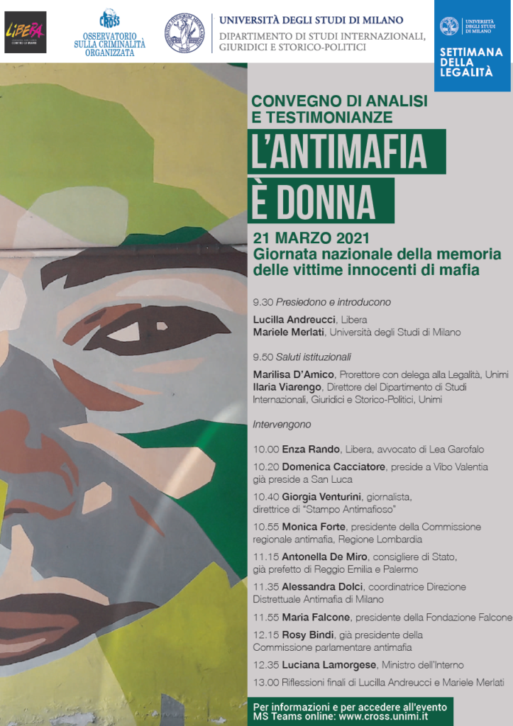 Università Statale Milano 21 marzo: “L’antimafia è donna”