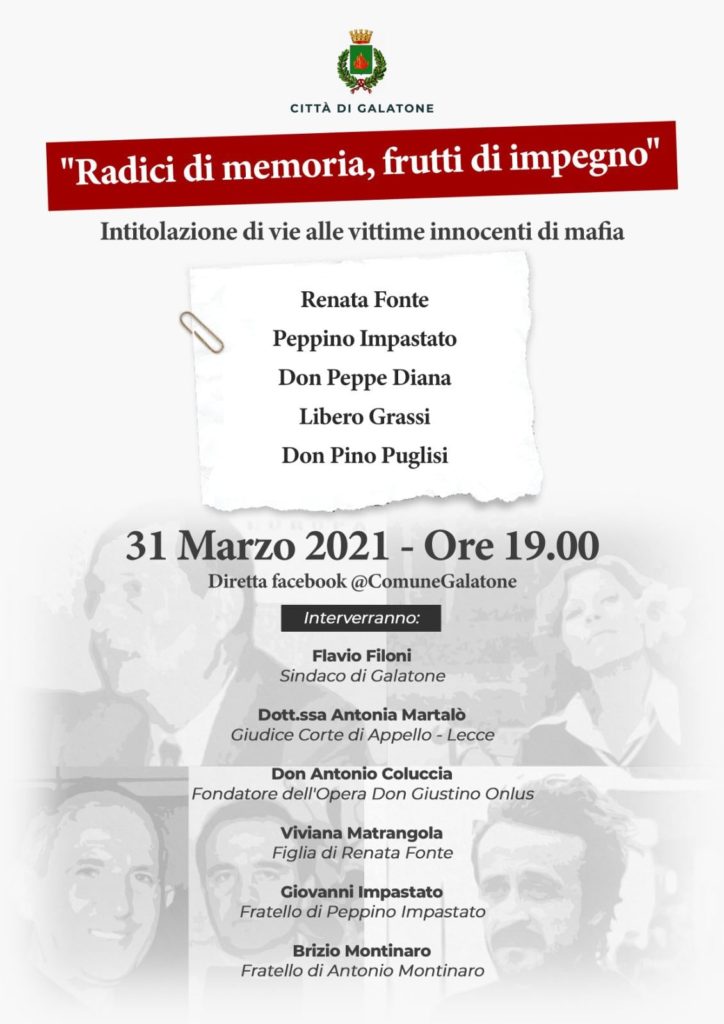 31 marzo 2021, “Radici di memoria, frutti di impegno”