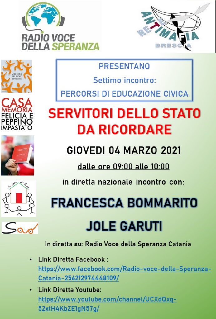 “Servitori dello Stato da ricordare”, giovedì 4/3