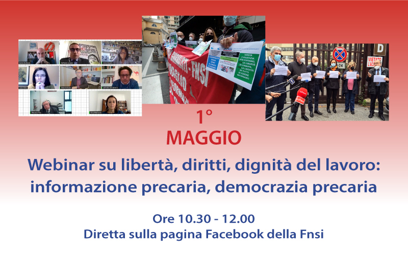 ‘Libertà, diritti, dignità del lavoro’: il 1° maggio evento online della Fnsi