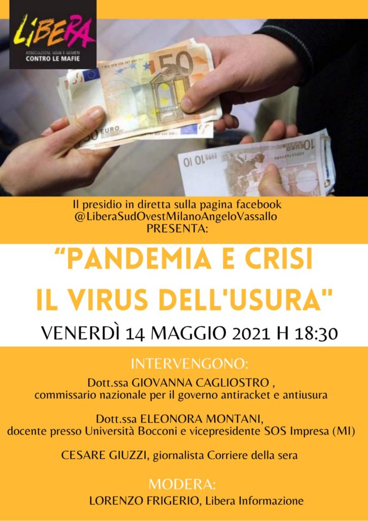 Venerdì 14/5: “Pandemia e crisi. Il virus dell’usura”