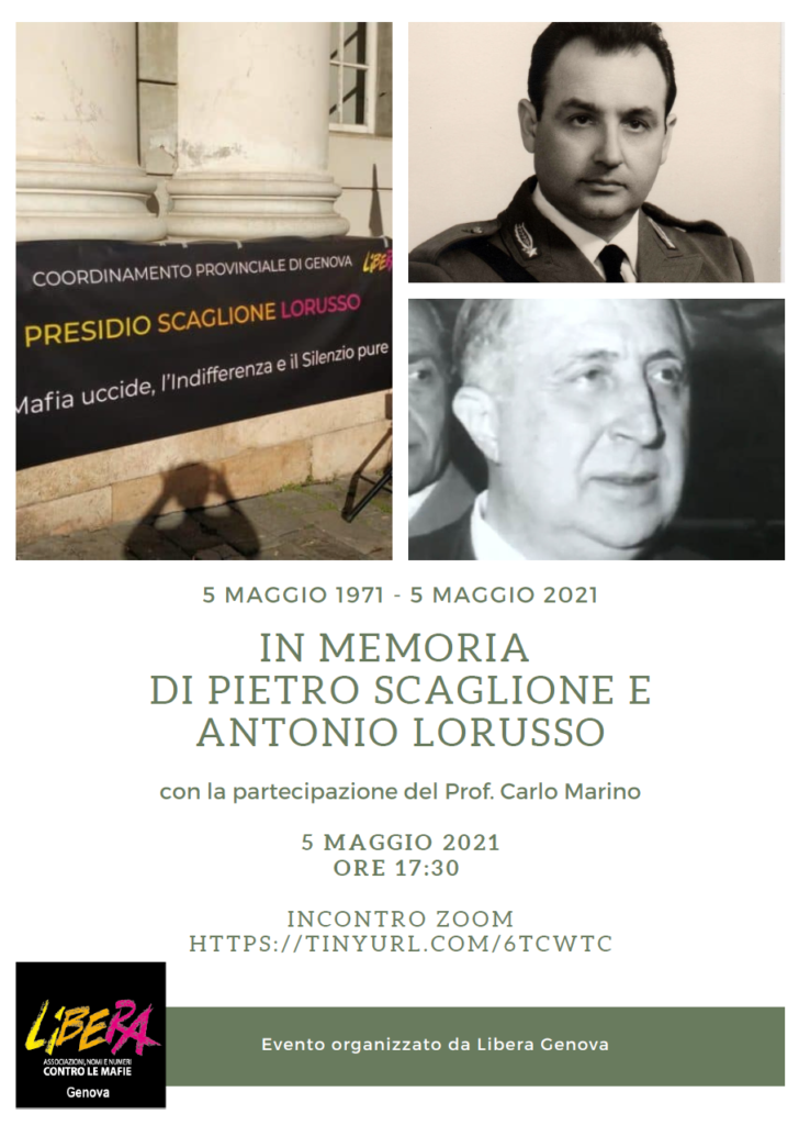 Libera Genova ricorda Pietro Scaglione e Antonio Lorusso