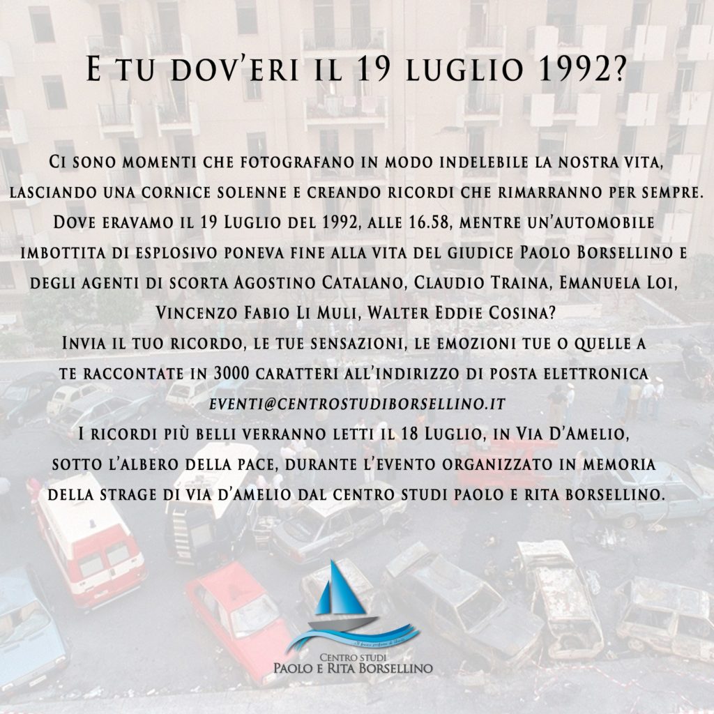 E tu dov’eri il 19 luglio 1992?