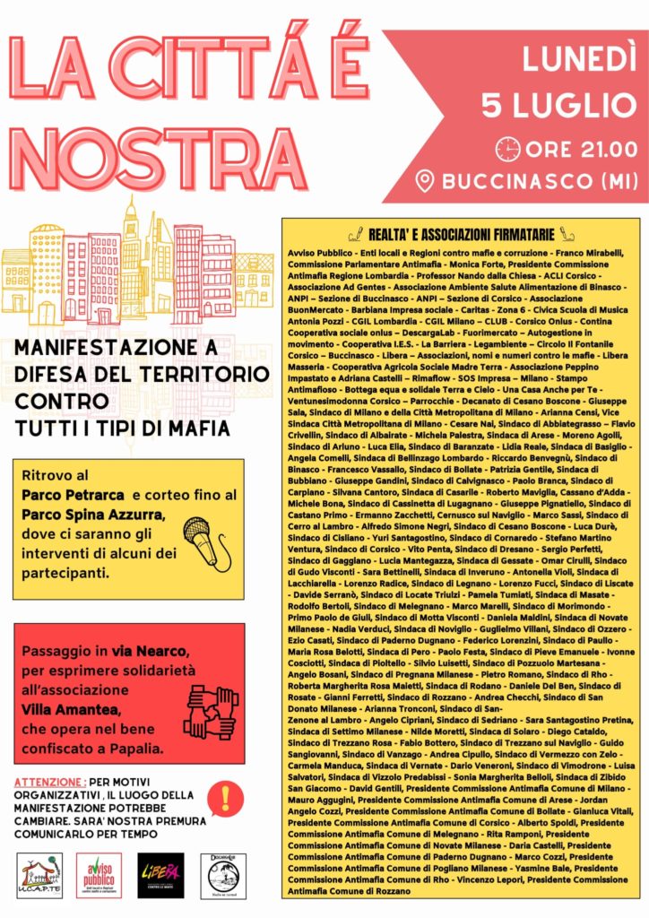 Buccinasco (MI) 5 luglio, “La città è nostra”