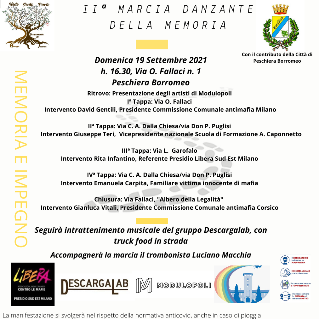 Peschiera Borromeo (MI) 19/9: Marcia danzante della memoria in ricordo di Giuseppe Tallarita