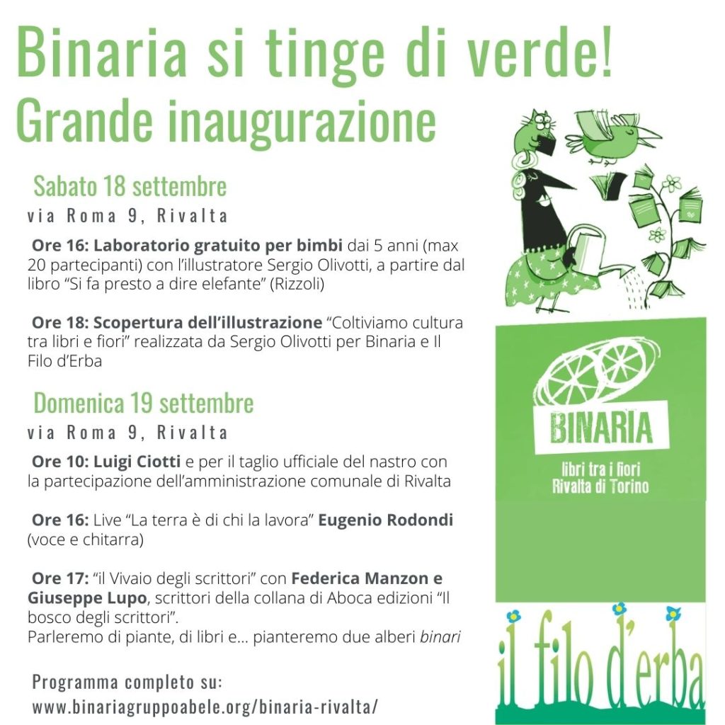 A Rivalta di Torino arriva Binaria, Libri tra i Fiori