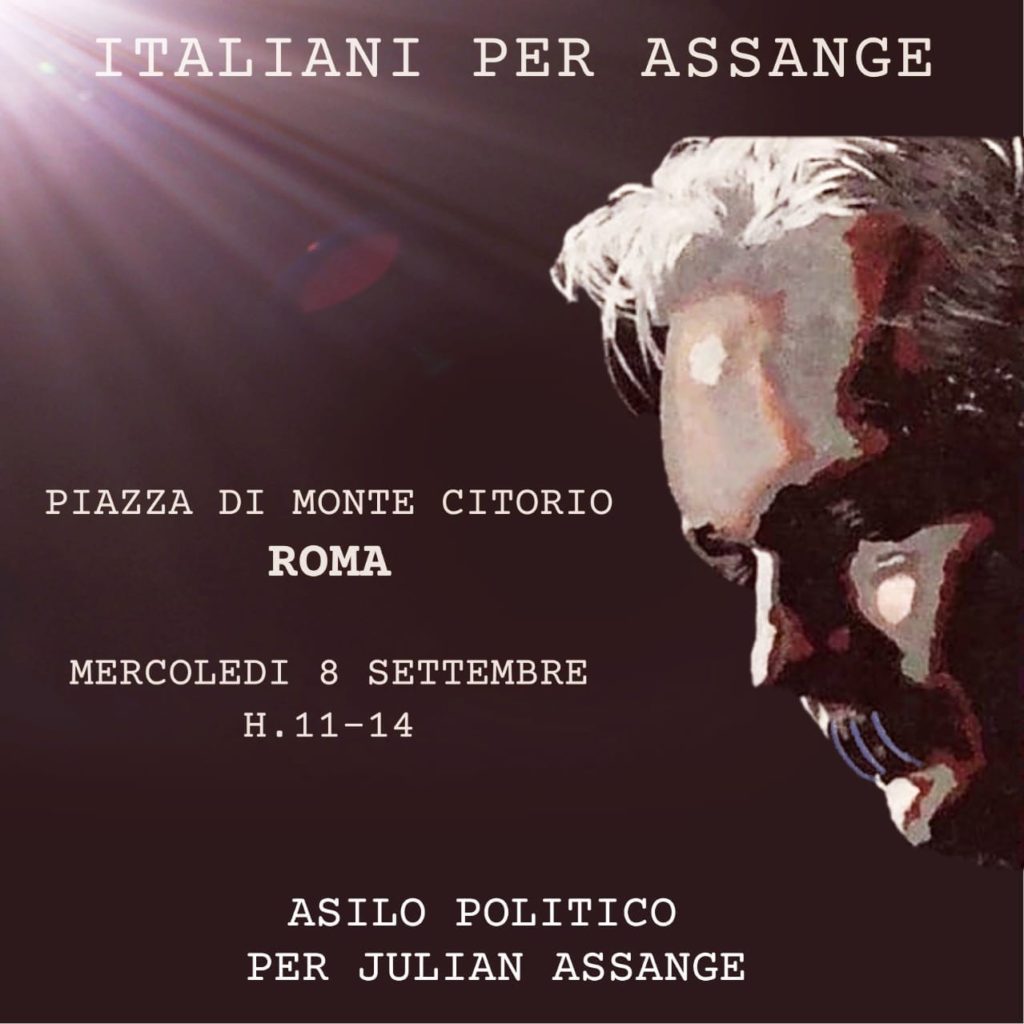 Manifestazione a sostegno di Julian Assange mercoledì 8/9 davanti al Parlamento