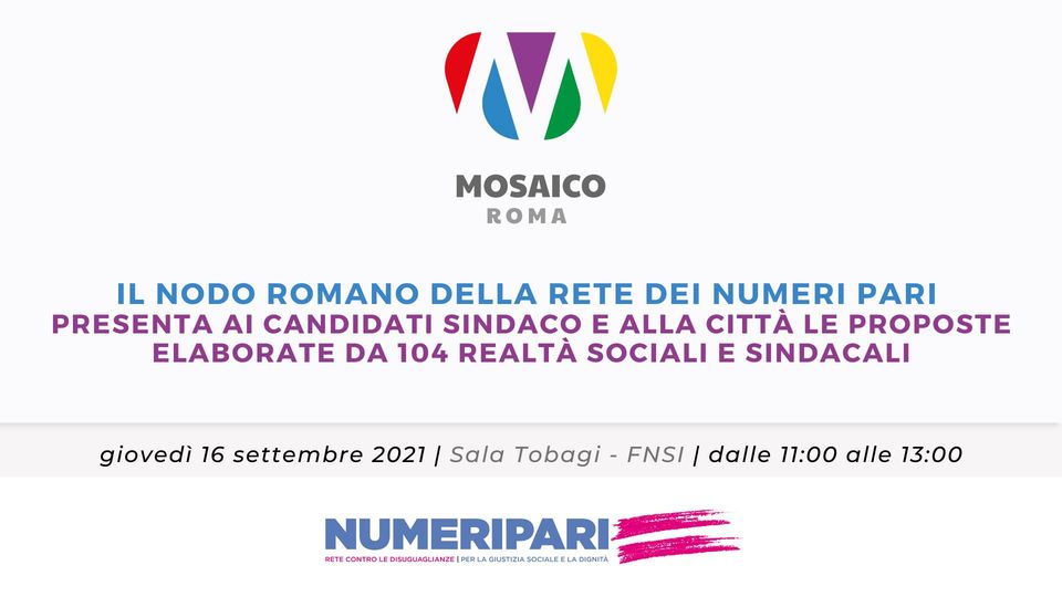 Mosaico Roma: presentazione ai candidati Sindaco e alla città delle proposte elaborate