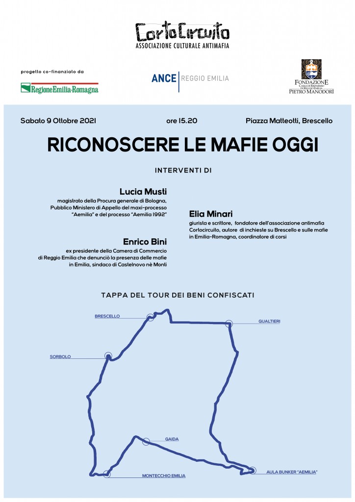 Brescello (RE) 9 ottobre: “Riconoscere le mafie oggi”