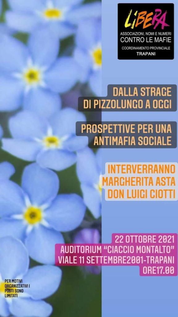 Trapani 22/10: “Dalla strage di Pizzolungo ad oggi. Prospettive per un’antimafia sociale”