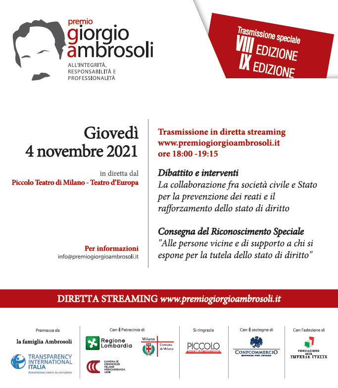 Premio Giorgio Ambrosoli, speciale VIII-IX edizione giovedì 4 novembre